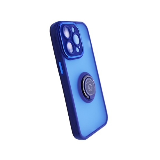 Funda con Anillo de Soporte para Apple iPhone 15 Pro Max Azul Ahumado